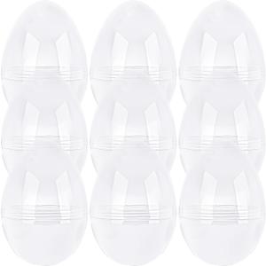 12 Inch/ 10 Inch/ 8 Inch Giant Plastic Clear Easter Egg 5/ 7/ 9/ 10/ 12/ 15 Pcs Empty Oversize Easter Egg Jumbo Plastic Eggs Fillable for Easter Fillers Party Favor (9 Pcs - Clear (10 Inch))