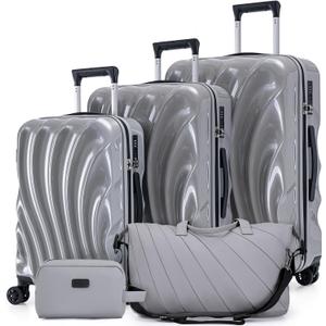 Cosbarn Luggage Sets 5 Piece Suitcases with Wheels, Suitcase Set, ABS Hardshell Luggage with Phone Holder Durable Travel Luggage with TSA Lock Spinner Wheels