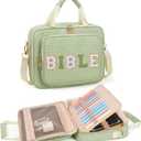 Bible Cover Case for Women Large Bible Bag with Soft Handle & Shoulder Strap, Bible Carrying Case for Women Bible Cover with Multi-Pockets, Bible Holder for Study Supplies Gift for Christian (Green)