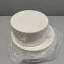 U-QE 100 Piece Ivory Scalloped Plastic Plates for Party - Small Plate, Plastic Plates Disposable Heavy Duty - High End Disposable Plates for Party Including 50PCS 9'' & 50PCS 6.5''