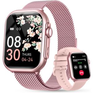 Smart Watch for Women Men Fitness: 1.85" Smart Watch with 30 Days+ Battery Life Make/Recive Call Heart Rate SpO2 Sleep Monitor 120+ Sport IP68 Waterproof Fitness Tracker Watch for iPhone Android (Rose)