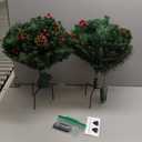 2 Pack Lighted Artificial Christmas Urn Filler 23 Inch, Battery Operated Pre-lit Mini Xmas Trees, Tripod Stake and LED Lights Christmas Porch Decorations (31IN)