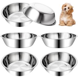 6 Pcs Stainless Steel Dog Bowls, 6.9 Inch Thickened Metal Basic Dog Bowl 27 Oz Replacement Food Water Bowl Set for Small Medium Large Dogs Dishwasher Safe