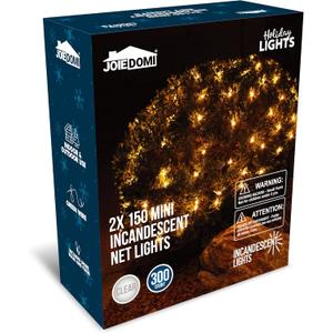Joiedomi 2-Pack Christmas Net Lights,150 Warm White Net Lights for Indoor & Outdoor Christmas Decorations, Events, Eve Night Decor, Tree, Bushes