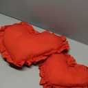 2 Pcs Heart Shaped Pillows 20 Inches Heart Decorative Throw Pillow Pink White Fluffy Faux Fur Love Pillows for Wedding Living Room Bedroom Nursery Decor(Lace,Red)