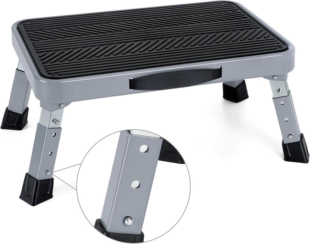 Height-Adjustable 7"- 9" Folding Step Stool with Non-Slip Platform 10" x 15" - Portable Step Ladder for Adults and Kids - Perfect for Office, Kitchen, Home - Sturdy - Supports up to 330 Lbs