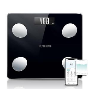 NUTRI FIT Scale for Body Weight Digital Bathroom Smart Scale with Bluetooth for BMI, Body Fat, Muscle Mass, 20 Body Composition Analyzer Health Monitor Sync Apps 330lbs, Batteries Included