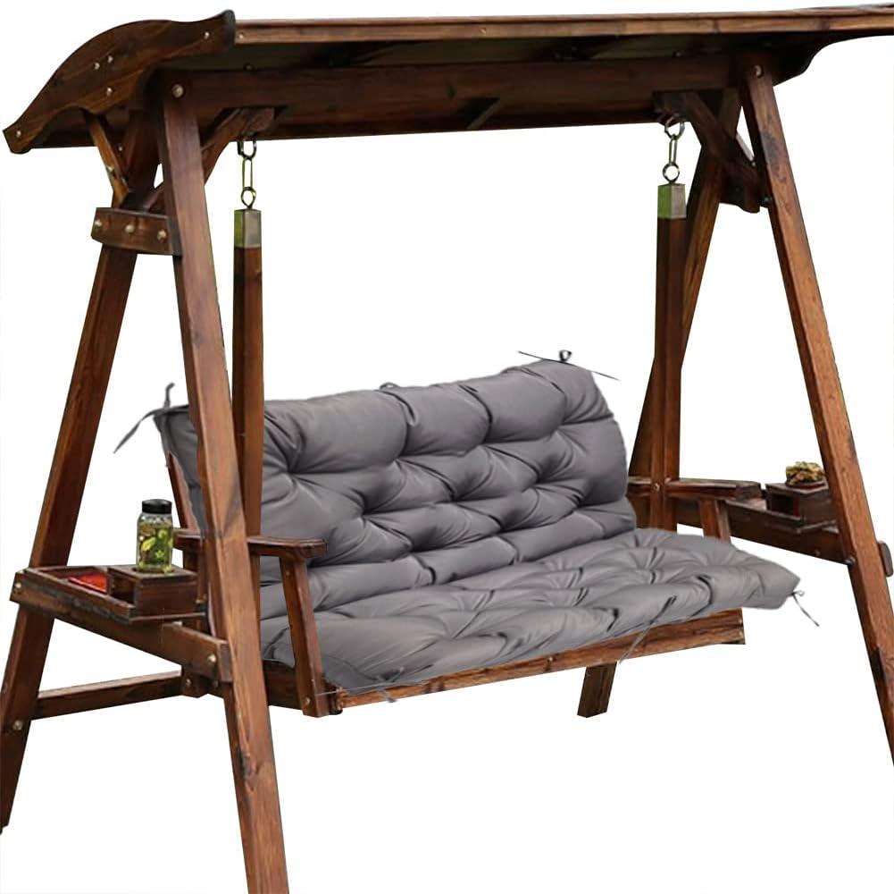 Swing Replacement Cushions with Backrest Outdoor Waterproof Overstuffed Bench Cushion 2-3 Seater for Garden Patio Furniture (60 X 40 Inch, Dark Gray)