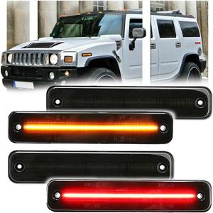 4 PCS Amber LED Side Marker Light for Hummer H2 2003-2009, H2 Smoked Lens Front Turn Signal Indicator, 144 SMD LED Sidemarker Lamps - 2 Amber+2 Red