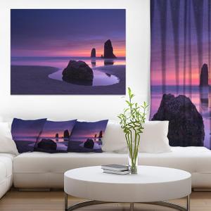Purple Haystack Rock Extra Large Seascape Art Canvas (40L" x 1W")