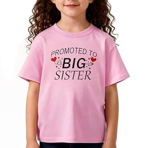 Big Sister Shirt for Girls Toddler Kids Pregnancy Announcement Outfit Promoted to Big Sis Summer Short Sleeve Top (2-3T, Beige Cactus)