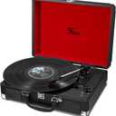 Vinyl Record Player with Speakers 3 Speed Portable Turntable Suitcase Built in 2 Speakers RCA Line Out AUX Headphone Jack -Black