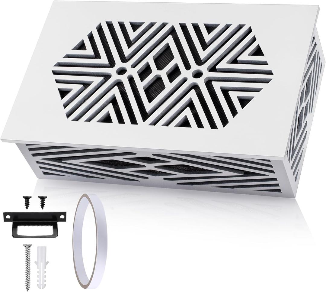 Saillong Doorbell Chime Cover Box Only, Decorative Wood Doorbell Cover for Wall Inside with Geometric Design, Indoor Doorbells Covers with Mounting Hardware, Chime Not Included(White)