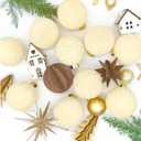 15PCS White Velvet Flocked Christmas Ornaments, 3.15" Shatterproof Matte Balls for Xmas Tree Decor, Elegant Luxury Holiday Ornaments (Beige)