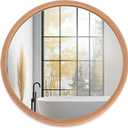 LVMU Round Oak Woodgrain Frame Wall Mirror 20 Inch Rustic Farmhouse | Decorative Brown Circle Mirrors for Bathroom Hanging Vanity Mirror Hallway Entryway Bedroom (Oak, 20"L x 20"W)