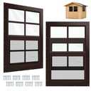 Kerty 2 Pack Shed Window Flush Mount Windows with Tempered Glass for Sheds, Chicken Coops, Garage and Playhouse (Brown, 14" x 21")
