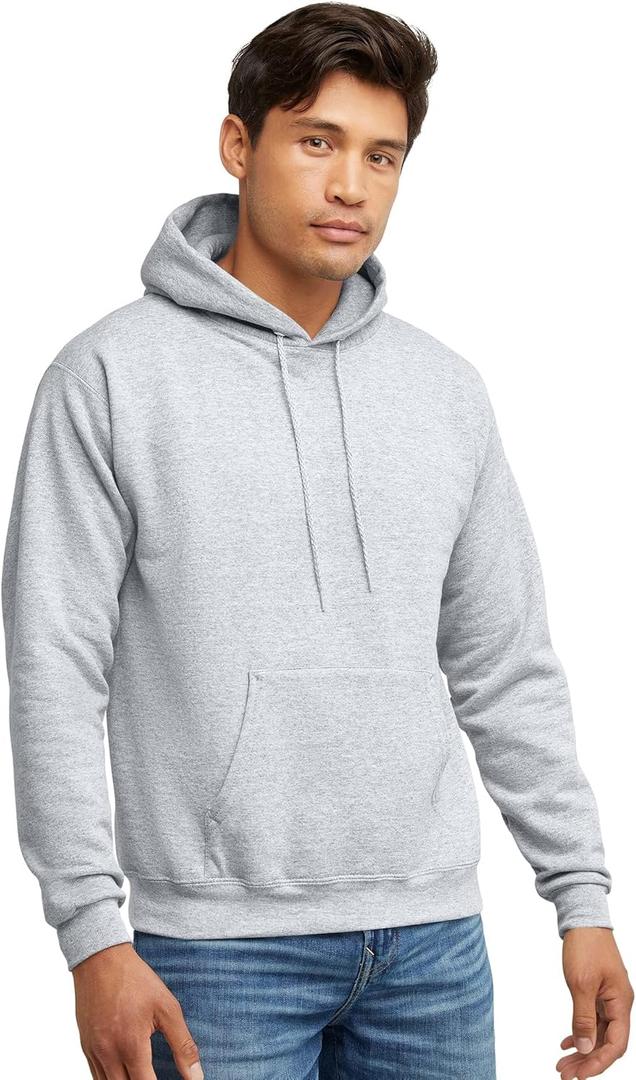 Hanes EcoSmart Hoodie, Midweight Fleece, Pullover Hooded Sweatshirt for Men (Large, Ash)