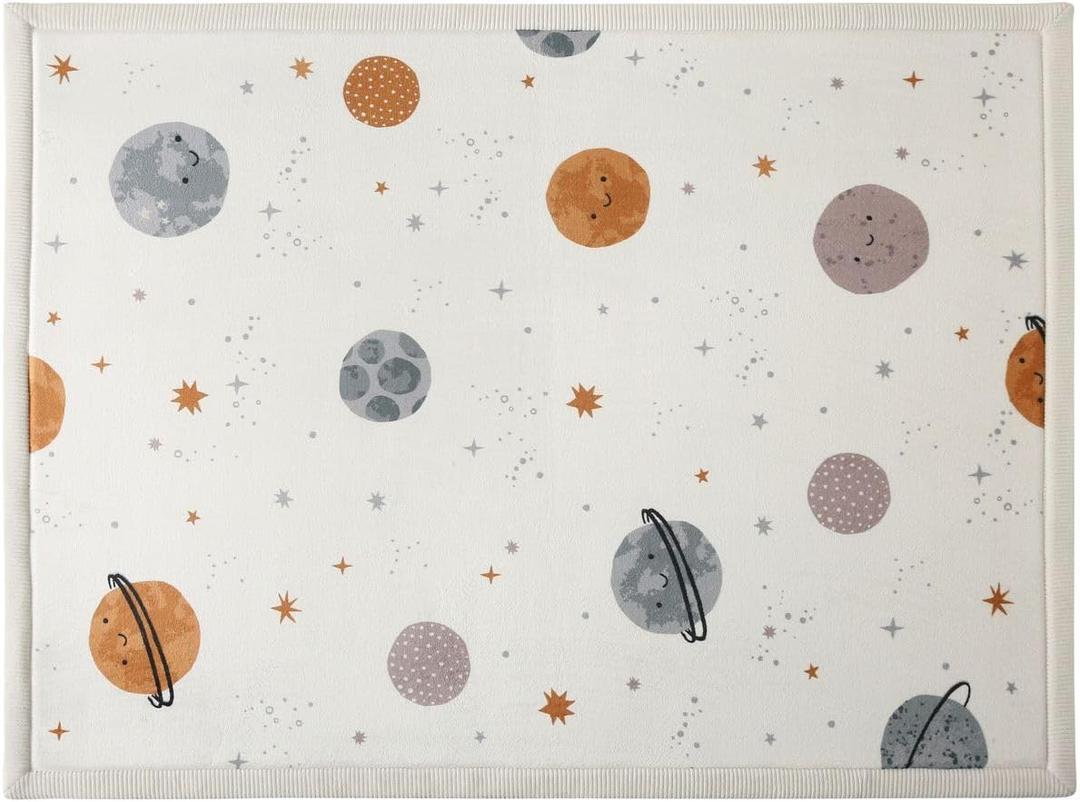 Hakuna Matte CloudSoft Baby Play Mat for Floor 60" x 80" Planets Coral Velvet Memory Foam Rug for Crawling & Cozy Play Non-Slip, Water-Resistant, Easy-CareTummy Time Mat, Playmat for Playpen