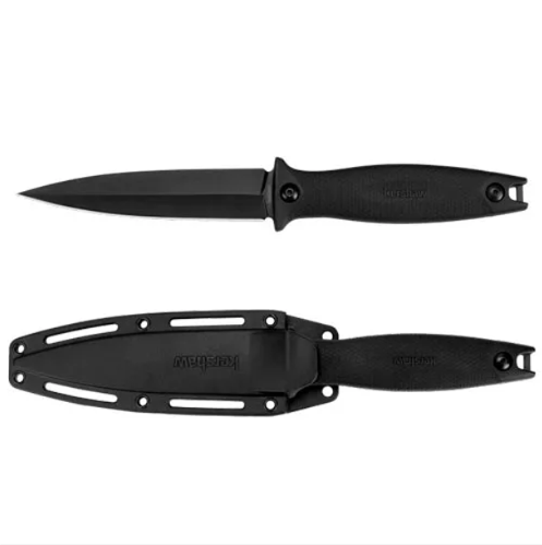 Kershaw Secret Agent (4007); Concealable Boot Knife with Strong Single Edge 4.4 Inch 8Cr13MoV Steel Blade; Arrives with Dual Carry Molded Sheath and Stealthy Non-Reflective Black Oxide Finish, 3 OZ