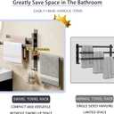 Towel Bar Towel Rack Bathroom Towel Rack, Adhesive Wall Mounted, 180-Degree Rotatable, 3-Bar Space Aluminum Towel Holder for Bathroom with Protective End Caps and Integrated Hooks Bath Towel Holder