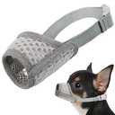 Mayerzon Dog Muzzle, Puppy Soft Mesh Muzzle for Dogs Chihuahua Poodles Beagle Dachshund Corgis Labrador for Biting Chewing Grooming that Allows Panting Drinking(XXS, Grey)