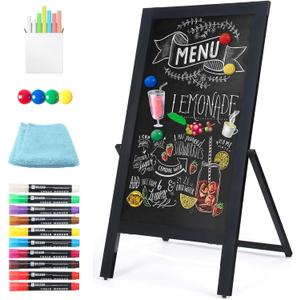 SELEAD Solid Wood Frame Chalkboard with Stand - 40" x 20" Magnetic Double Sided Sandwich Board Signs Outdoor Chalk Board Easel Pizarra for Menu, Business, Cafe, Event - Black