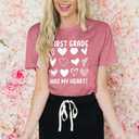 Teacher Shirts for Women-Hello Kindergarten Teacher Short Sleeves Teaching Life Shirt Rainbow Heart Tee Tops (S)