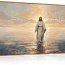 Large Jesus Christian Framed Canvas Wall Art,Bible Stories Faith Wall Decor,Vintage Modern Artwork for Living Room,Bedroom,Dining Room,Office -20"x40"x1