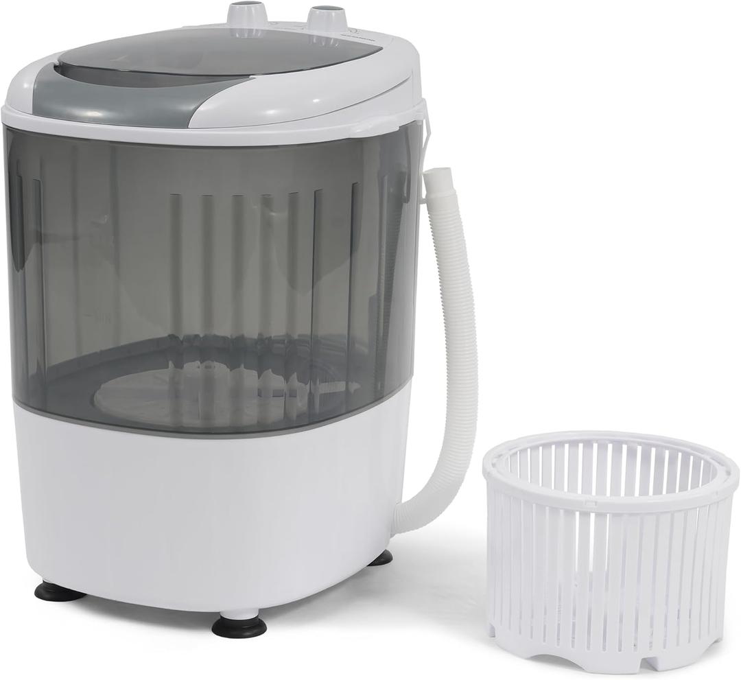 Portable Washing Machine 5.5 lbs Capacity Rotary Timer Controller, Compact Laundry for Home, Apartment, RV, White/Gray