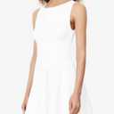 Women's Sexy Boat Neck Mini Dresses Sleeveless Ruffle Hem Party Short Dress (White, L)