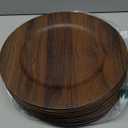 JEVERGN 10 Pack Farmhouse Charger Plates, 13'' Faux Wood Chargers for Dinner Plates, Brown Plate Chargers Set of 10, Round Plastic Charger for Wedding, Party Event, Dinner, Table Setting