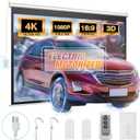 Powerextra 100 Inch Motorized Projector Screen with Wireless Remote Control 16:9 4K HD Wall/Ceiling Mounted Electric Movie Screen for Home Theater Presentation Education Outdoor Indoor