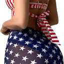 Women Sexy 3Pcs American Flag Bikini Set, 4th of July Patriotic Swimsuit, July Fourth Red White and Blue Bathing Suit (Small)
