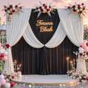 20 ft x 10 ft Wrinkle Free Black Backdrop Curtain for Parties, 4 Panels 10ft Polyester Black Photo Backdrop Drapes for Graduation Birthday Wedding Party Stage Curtains
