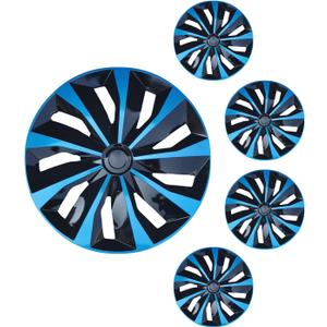 Hubcap Wheel Cover Replacement R16 Hub Caps Universal-Fit Steel Wheel Rim Cover ABS Material Exterior Accessories for Car Truck SUV -Set of 416-inchBlue-Black