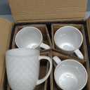 LE TAUCI Coffee Mugs 16 oz,Ceramic Mug Set, Embossment Cups for Latte, Hot Tea, Cappuccino, Mocha, Cocoa, Dishwasher Safe, Suit For Housewarming Wedding- 3.8 inch, Set of 4, Arctic White