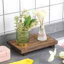 Nuogo Wood Riser Tray Soap, Stand Soap Tray for Kitchen Sink, Wood Pedestal for Kitchen Counter Sink Stand Decorative Rustic Bathroom Dishes Plant Bottles Candles Display(9 x 6 Inch,Brown)