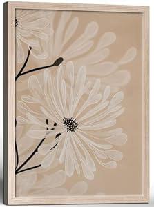 Framed Canvas Wall Art Painting Modern Floral Print Poster Simple Flower Picture Elegant Botanical Print Gallery Style Art Decor for Living Room Bedroom Wall Decor 16x24 Inch