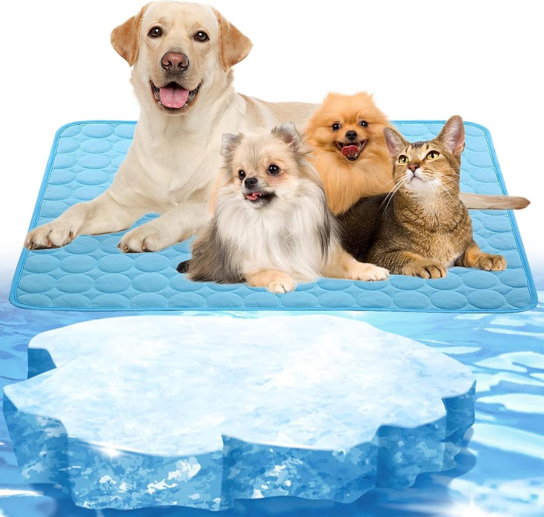 Dog Cooling Mat, Pet Cooling Pads for Dogs, Summer Cooling Bed for Cats, Portable Pet Cooling Cushion for Home or Outdoor (40x28IN, Blue)