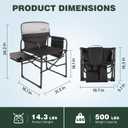 SUNNYFEEL Oversized Directors Camping Chair for Adults with Side Table Portable Folding Chair 500 LBS with Padded Back, Cup Holder, Side Pocket & Carry Bag for Camping, Fish, Lawn, Beach, 2 PCS