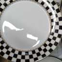 Porlien Checker Pattern 20-piece Round Dinnerware Set for 4, Porcelain Dinner Sets, 11 inches