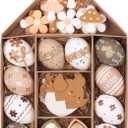 Valery Madelyn 40Pcs Easter Eggs Tree Ornaments, Nature Beige White Plastic Easter Egg Bulk Tree Decoration, Shatterproof Decorative Hanging Egg for Easter Decorations Spring Holiday Party Decor
