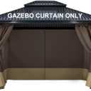 COWVIE 4-Panel 10' x 10' Gazebo Replacement Curtains, Patio Privacy Sidewalls with Double Zipper, Replacement for Outdoor Gazebo Canopy (Curtain Only)