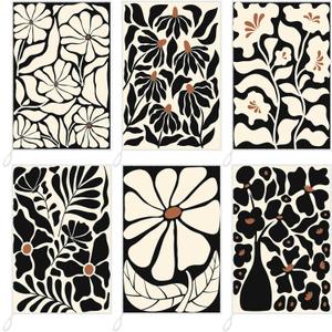 Breling Boho Kitchen Towels Set of 6 Boho Floral Dish Towels Cute Tea Towel Decorative Hand Towel Vintage Rustic Cloths for Kitchen Drying Housewarming Gifts Home, 14 x 21 inch (Black)