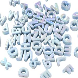 Ornaland 90-100Pcs Large Letter Beads Blue Acrylic Alphabet Letter Beads Random Mixed Alphabet Shape Bead for Bracelets Keychains Jewelry Lanyards Making(Light Sky Blue)