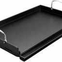 Cast Iron Griddle for Gas Grill & Stove Top, 25" x 16" Flat Top Grill Griddle Plate, Heavy Duty Outdoor BBQ Griddle with Grease Drain for Camping & Tailgating