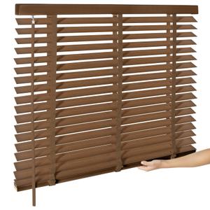 BAYUE 2" Cordless Real Wood Blinds for Indoor Windows, 34" W x 48" H