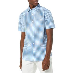 2 x Amazon Essentials Men's Slim-Fit Short-Sleeve Poplin Shirt (Blue, M)