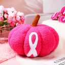 Jetec 12 Inches Pink Pumpkin Pillows Breast Cancer Awareness Decorations Pumpkin Shaped Pillow with Pink Ribbon Pattern for Fall Halloween Home Decor