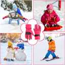Kids Snow Gloves for Skiing Kids Mitten Winter Waterproof Girls and Boys Snow Gloves for Winter Cold Weather (5-8 years old, Red)